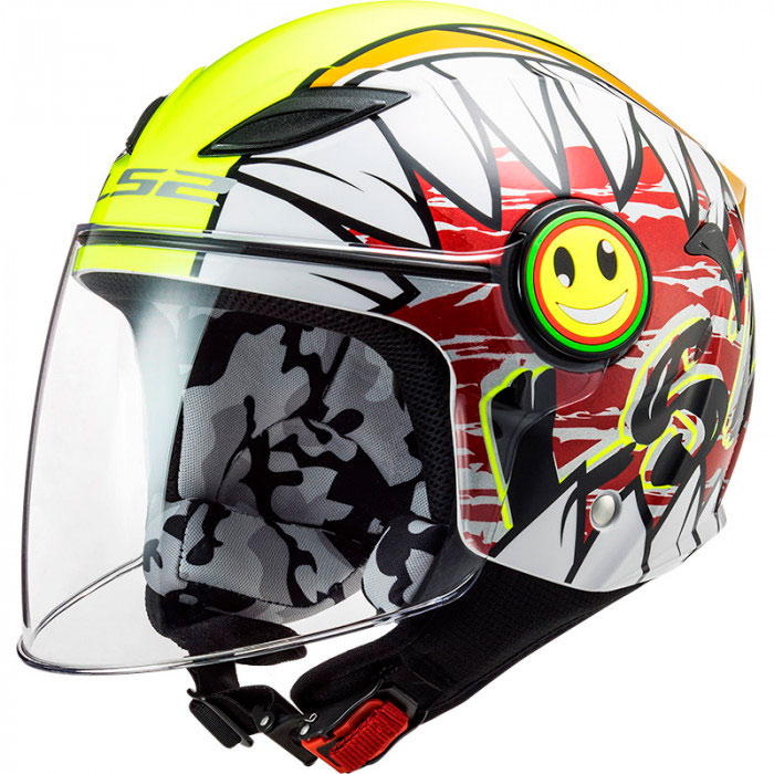 CASCO LS2 OF602 FUNNY CRUNCH HWITE H-V YELLOW
